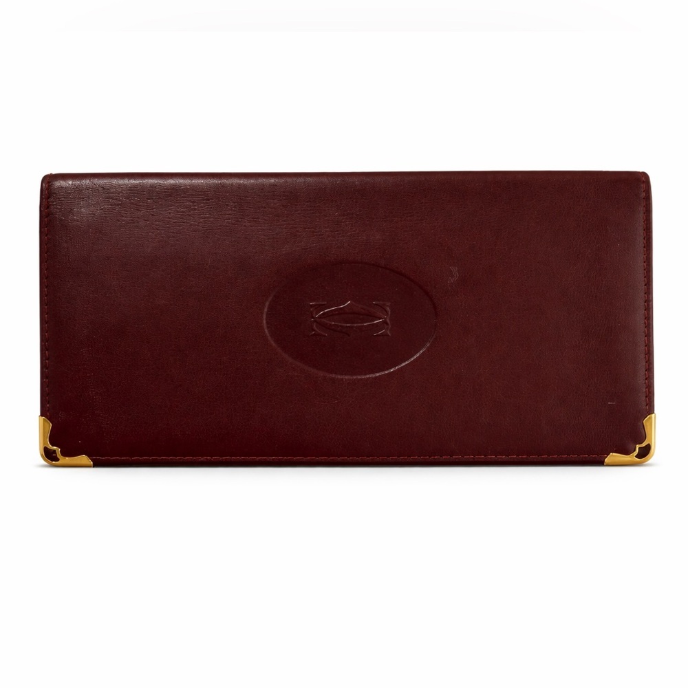 Cartier Burgundy Leather Long Wallet Authentic Luxury Classic